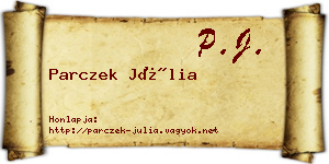 Parczek Júlia névjegykártya